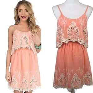 Flying Tomato Peach Sundress With Embroidery Size Small